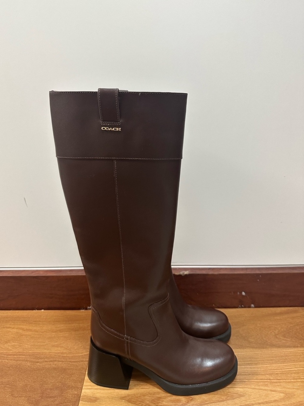 Coach Block Heel Tall Boot Tall Block Heel Boots in Brown Like New